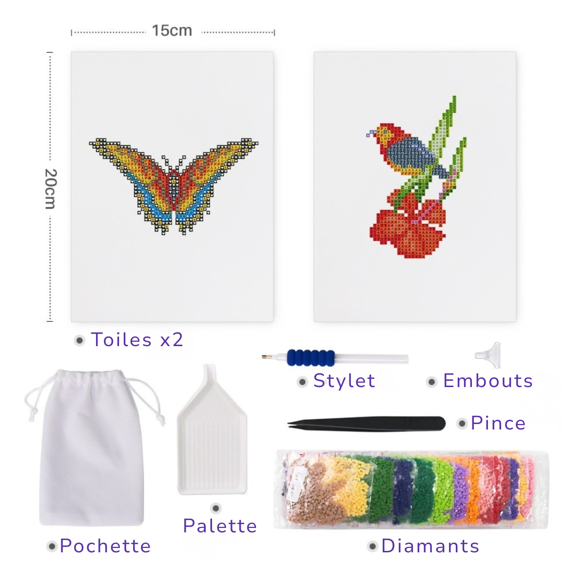 Broderie Diamant Mini broderie diamant x2 - Papillon – Kit complet broderie diamant | LETERNEL