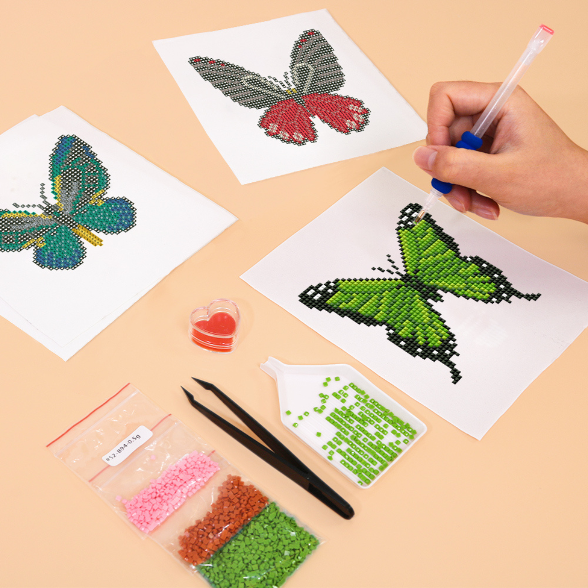 Broderie Diamant Mini broderie diamant x4 - Papillons – Kit complet broderie diamant | LETERNEL