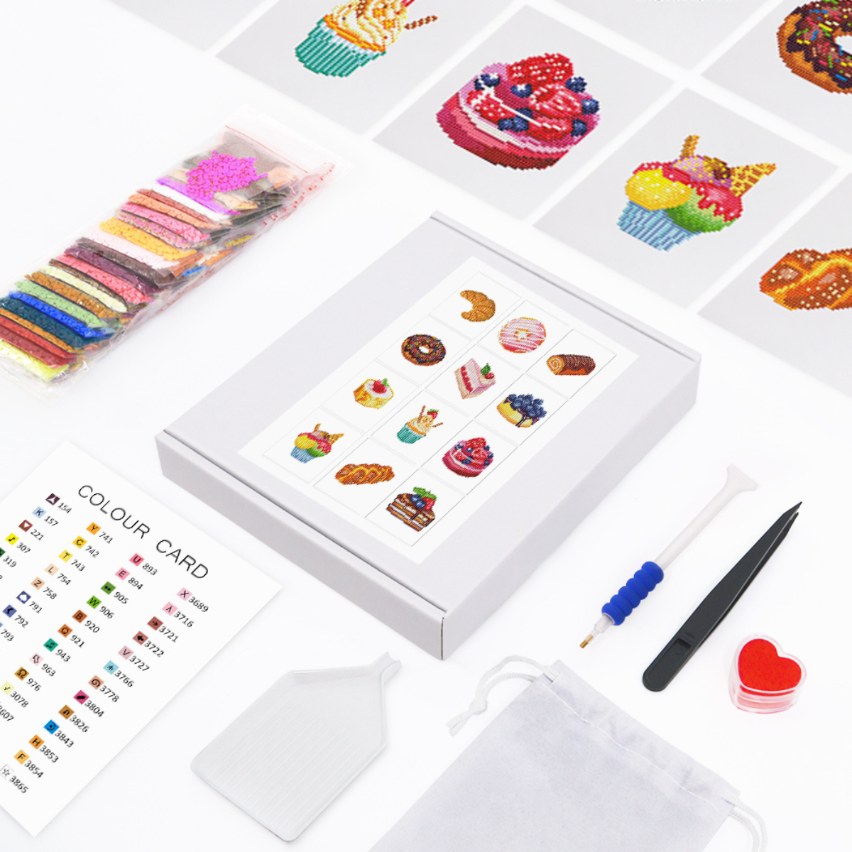 Broderie Diamant Mini broderie diamant x12 - Pâtisseries – Kit complet broderie diamant | LETERNEL