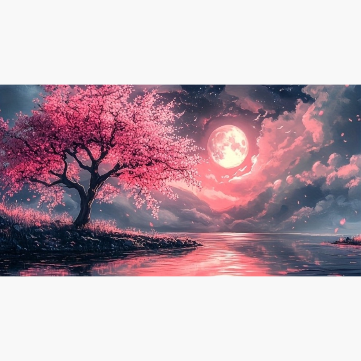 Broderie Diamant - Paysage rose