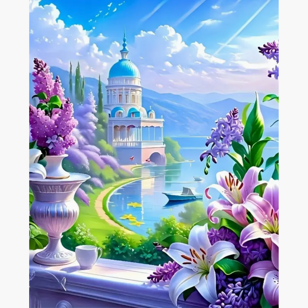 Broderie Diamant - Paysage lavande