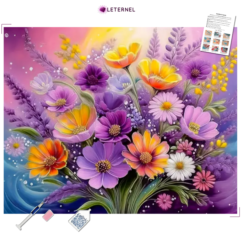 Broderie Diamant - Peinture bouquet
