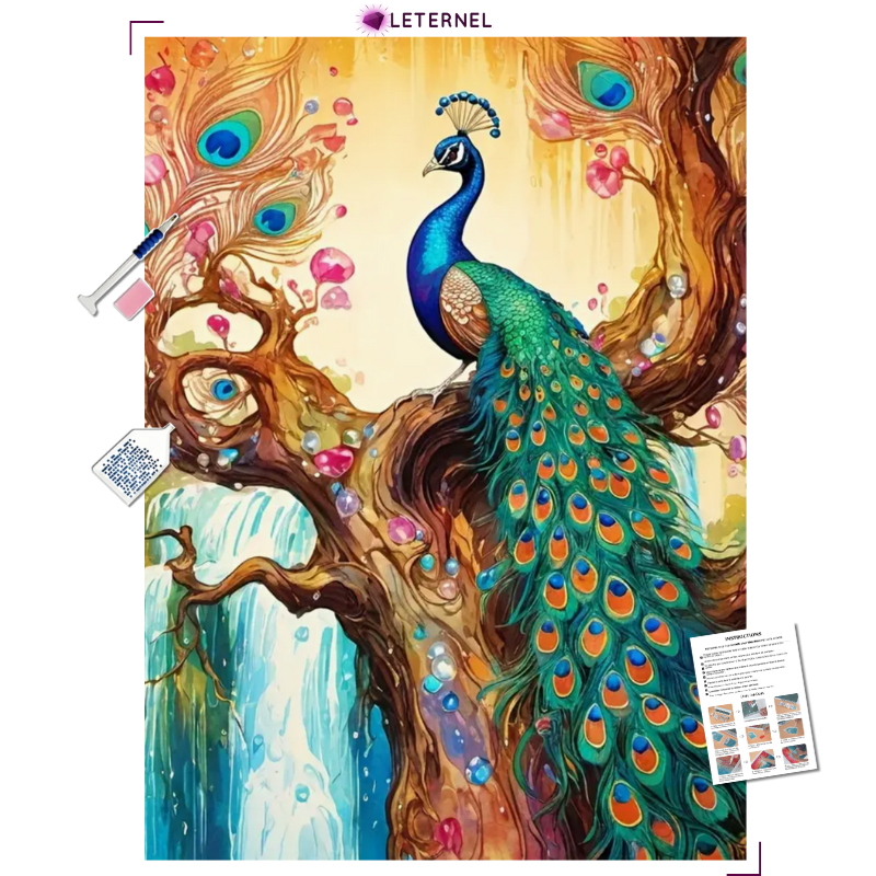 Broderie Diamant - Peinture paon