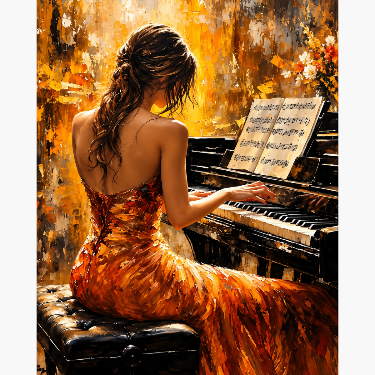 Broderie Diamant - Peinture pianiste