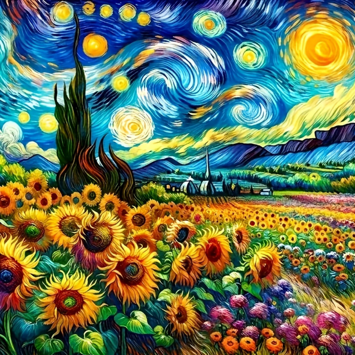 Broderie Diamant - Peinture tournesols