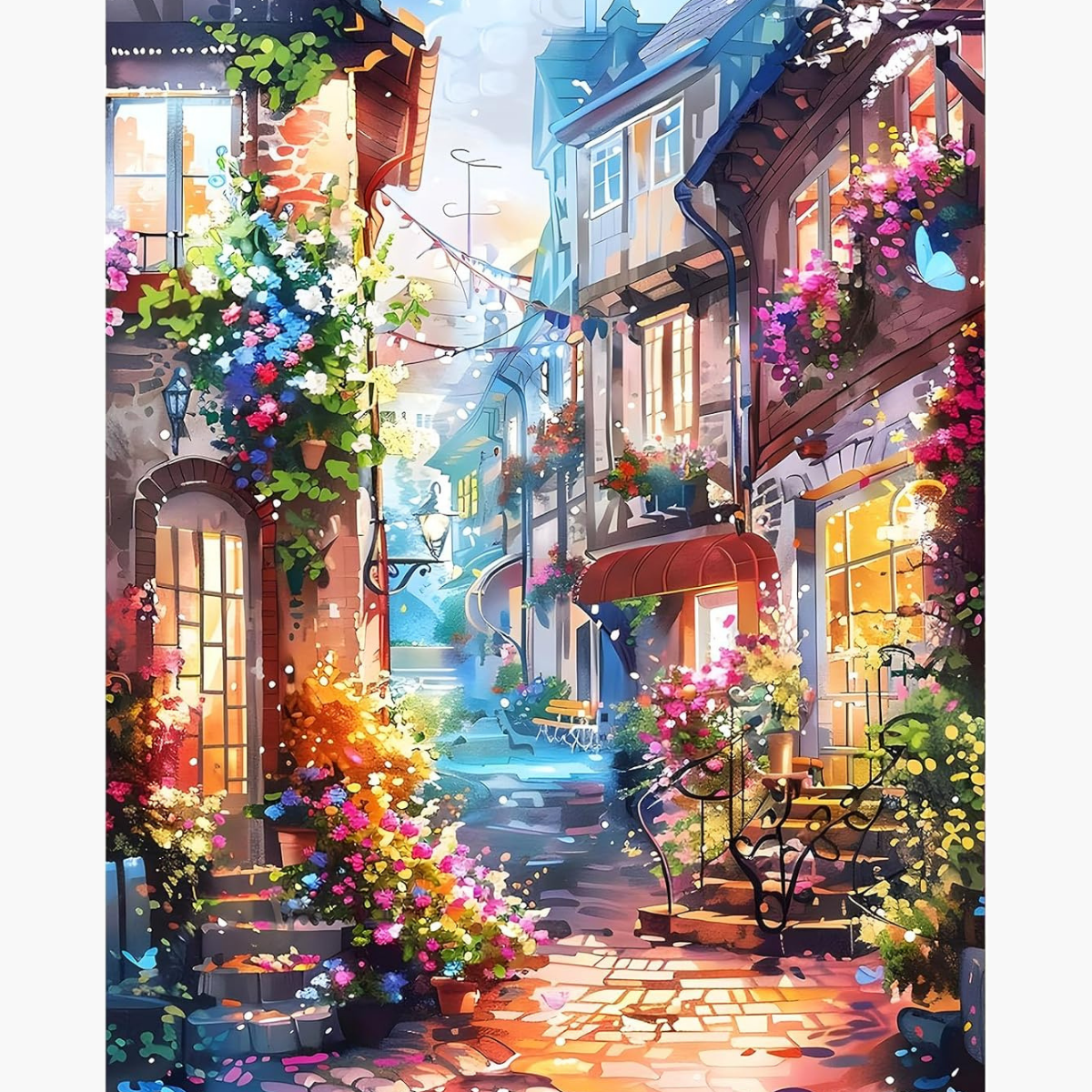 Broderie Diamant - Peinture village