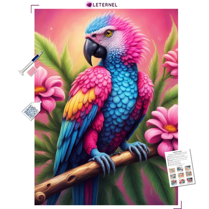Broderie Diamant - Perroquet rose