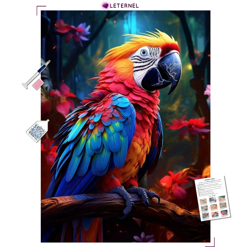 Broderie Diamant - Perroquet fleuri