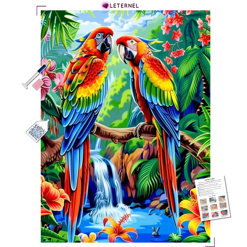 Broderie Diamant - Perroquets jungle
