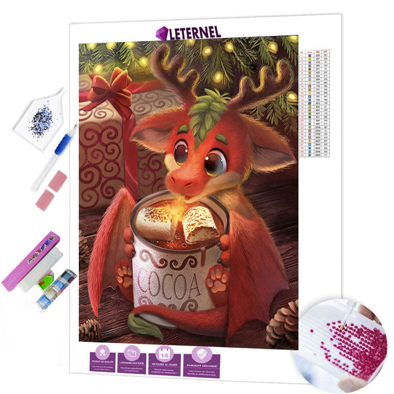 Broderie Diamant - Petit dragon rouge