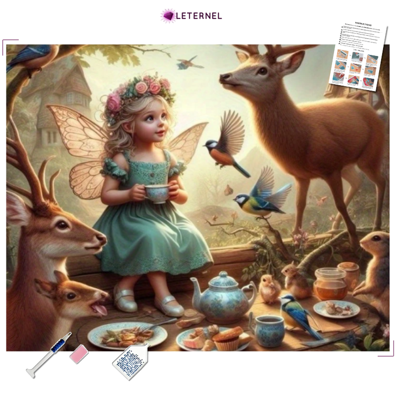 Broderie Diamant - Petit elfe biches