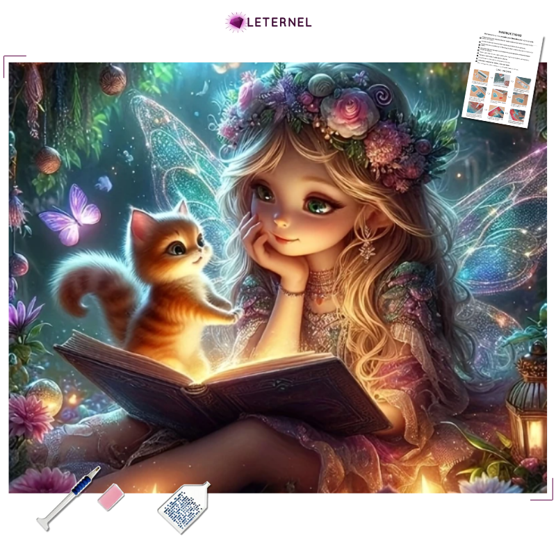 Broderie Diamant - Petit elfe chaton