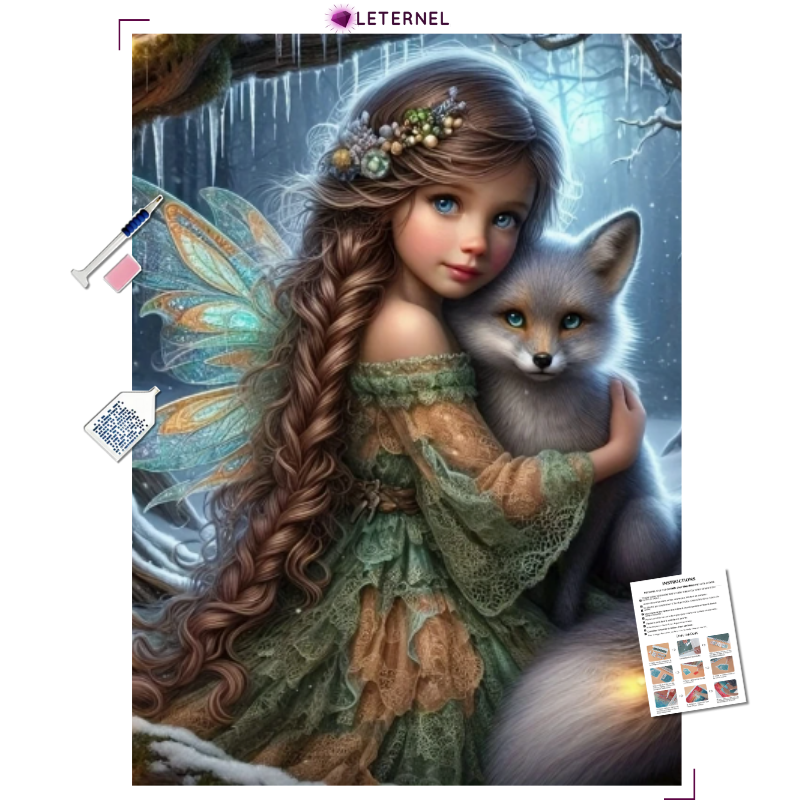 Broderie Diamant - Petit elfe loup