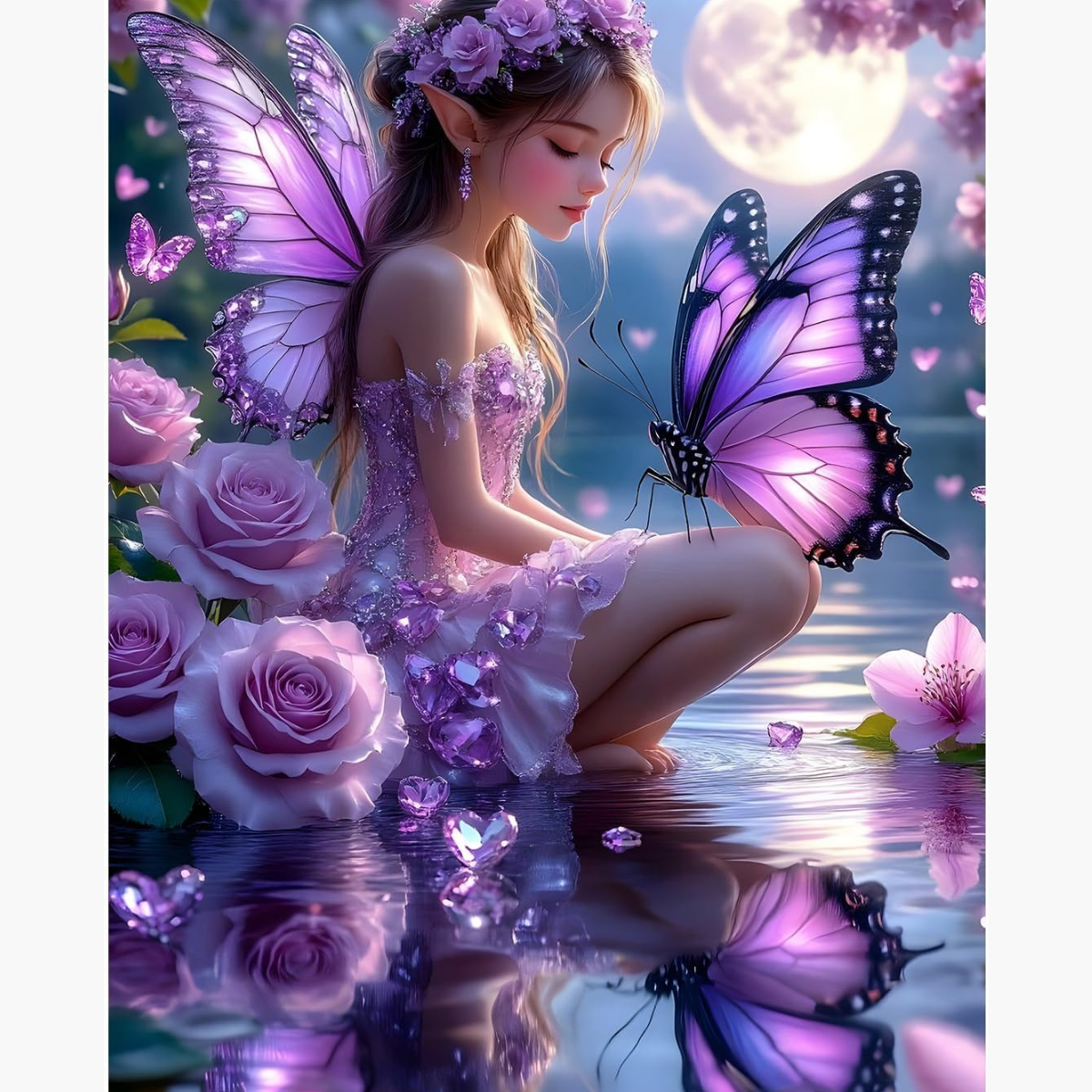 Broderie Diamant - Petite fée violette