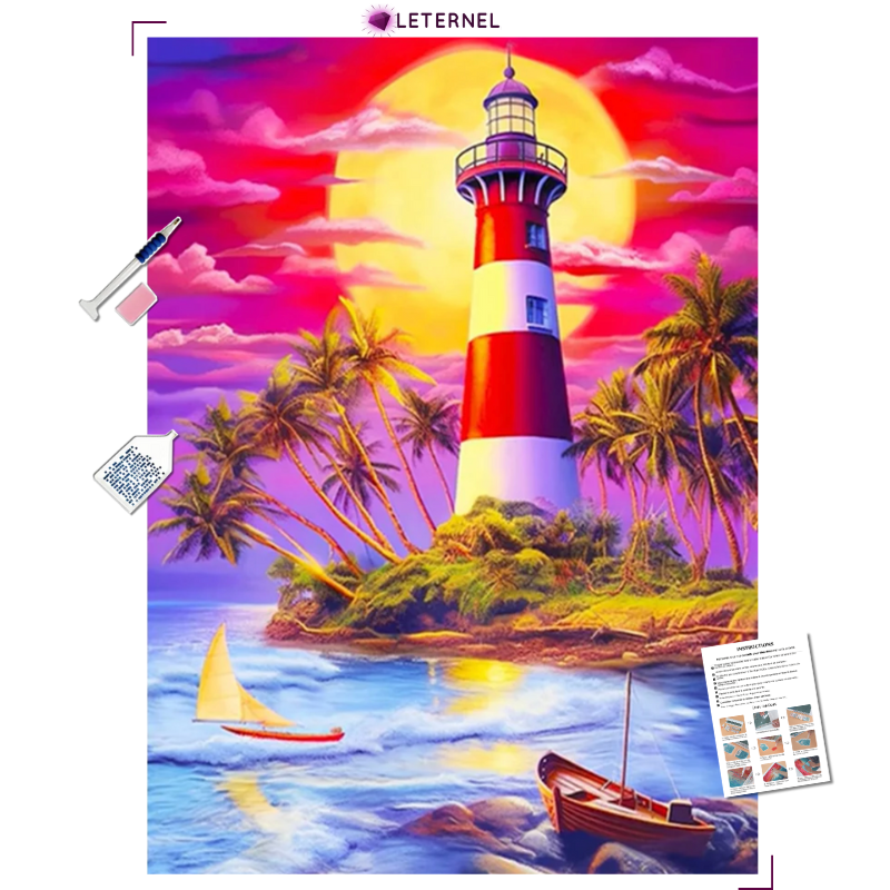 Broderie Diamant - Phare île