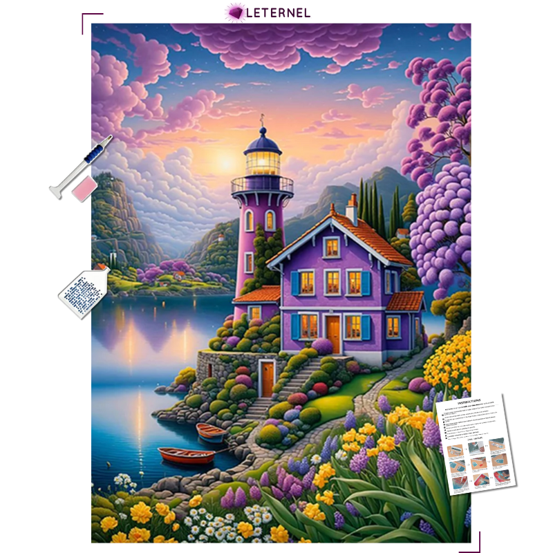 Broderie Diamant - Phare mauve