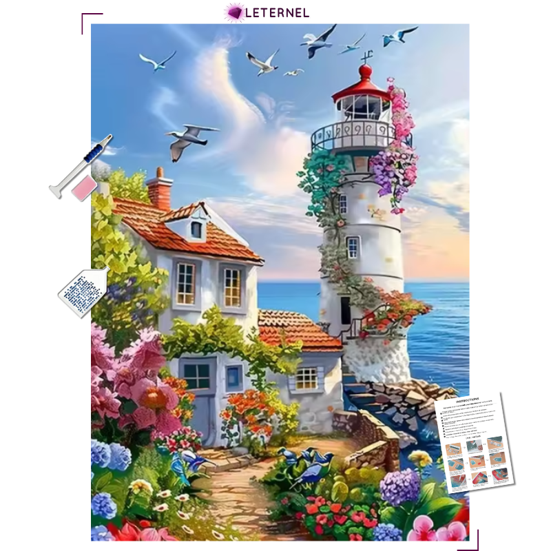 Broderie Diamant - Phare mouettes