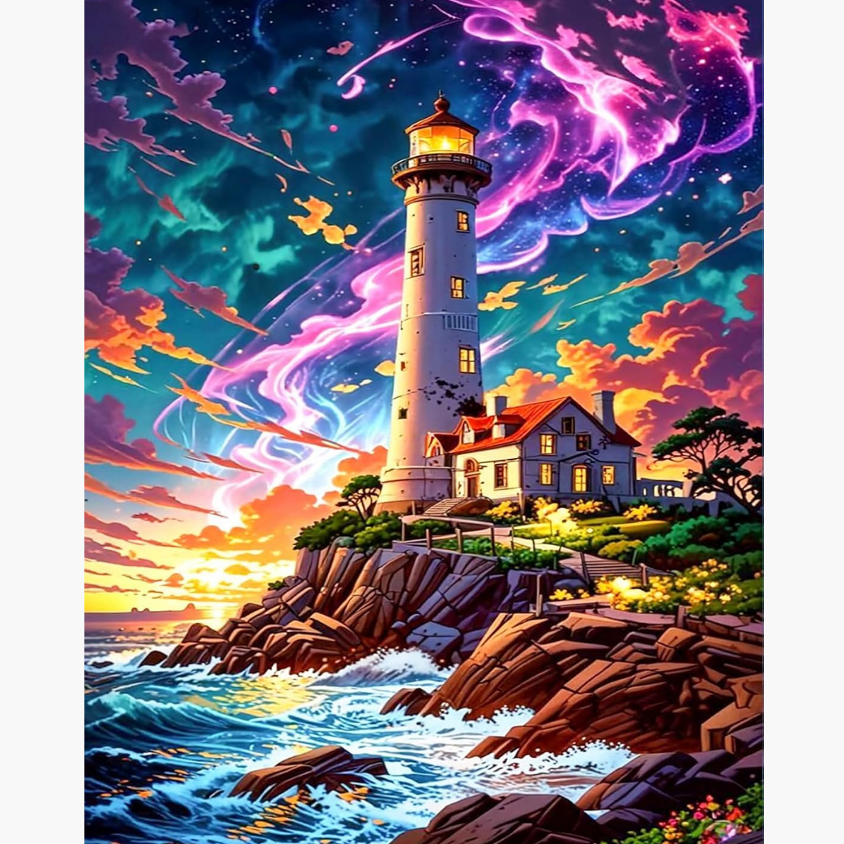 Broderie Diamant - Phare orage