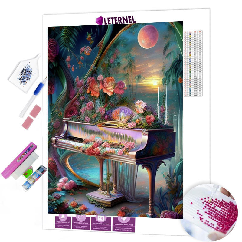 Broderie Diamant - Piano fleuri
