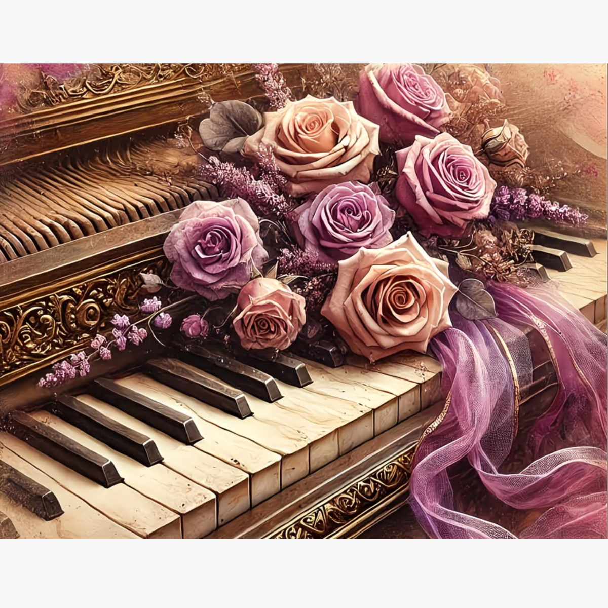 Broderie Diamant - Piano bouquet