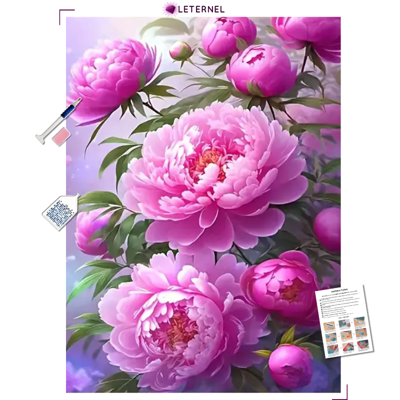 Broderie Diamant - Pivoines