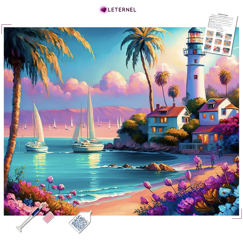 Broderie Diamant - Plage de vacances