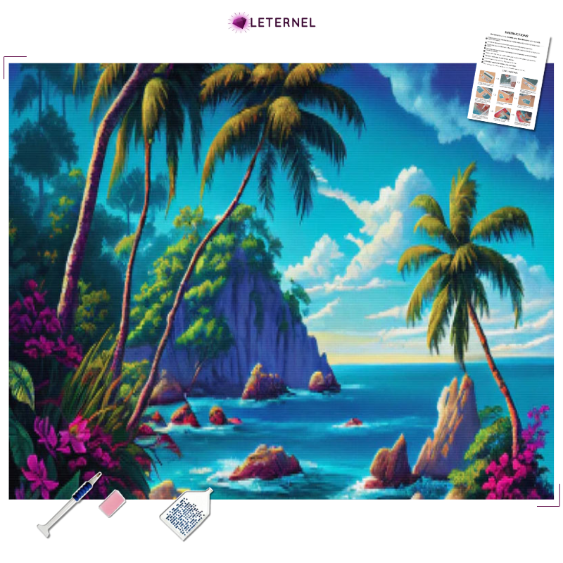 Broderie Diamant - Plage exotique