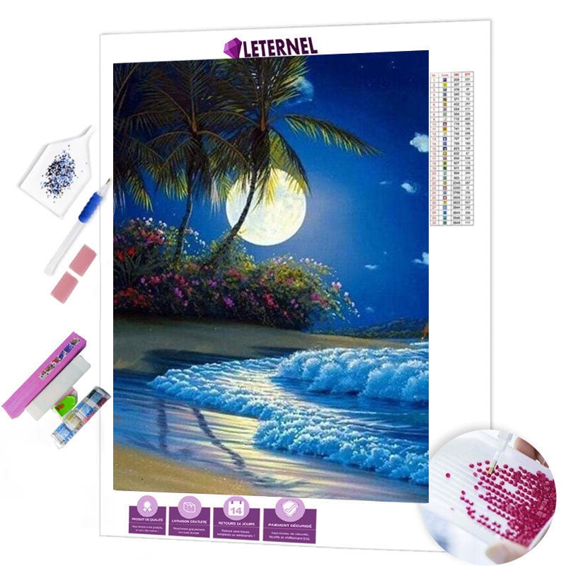 Broderie Diamant - Plage nocturne