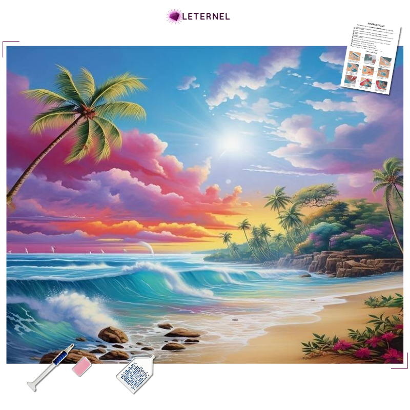 Broderie Diamant - Plage cocotier