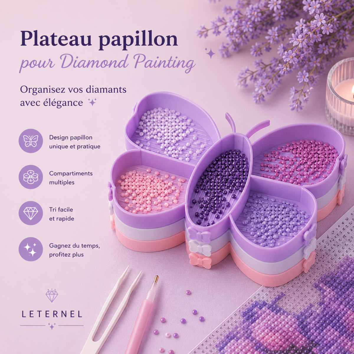 Lot de 5 Plateaux Papillon Diamond Painting
