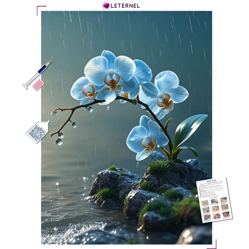 Broderie Diamant - Pluie orchidée