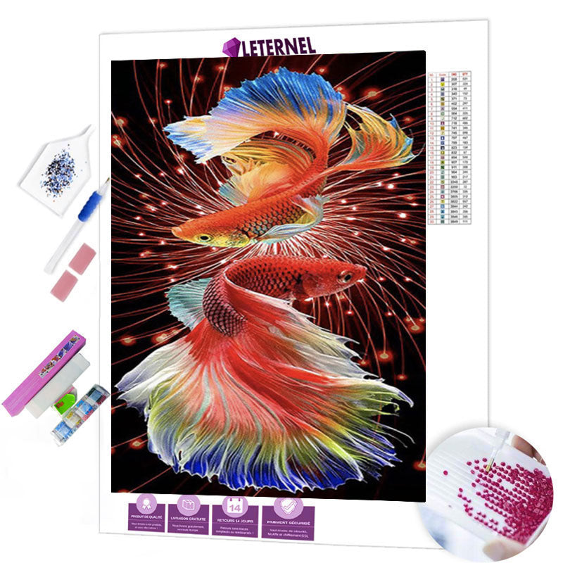 Broderie Diamant - Poissons combattants