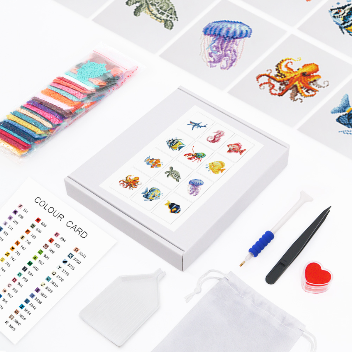 Mini broderie diamant x12 - Poissons