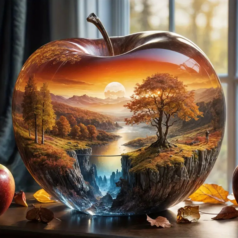 Broderie Diamant - Pomme paysage