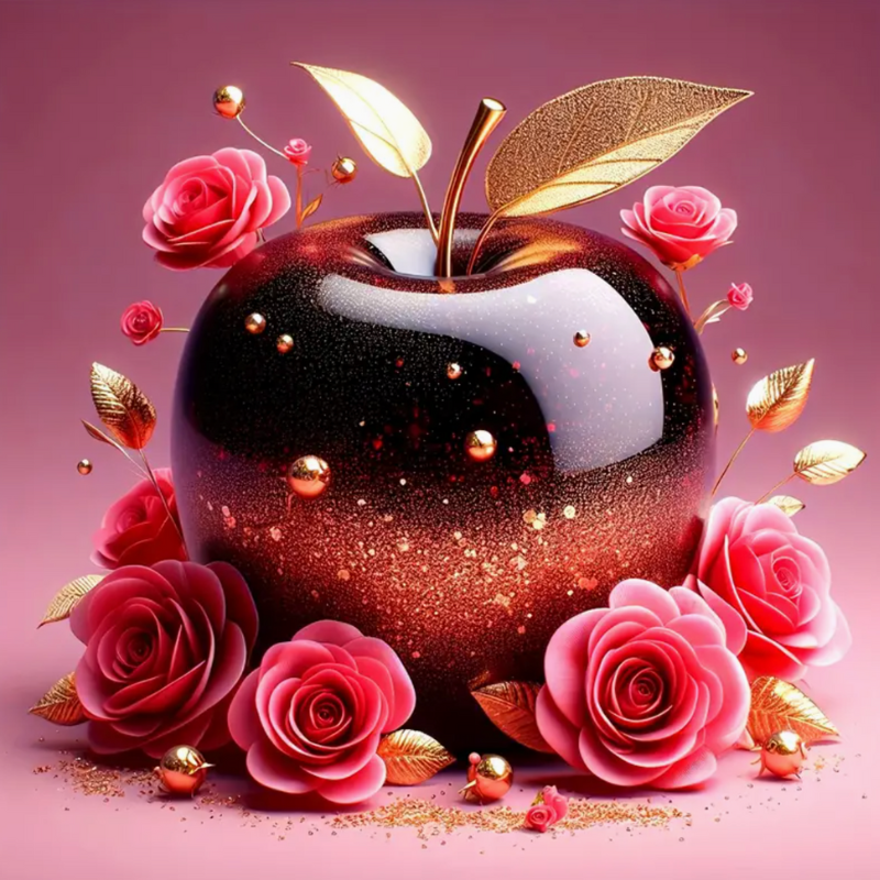 Broderie Diamant - Pomme roses