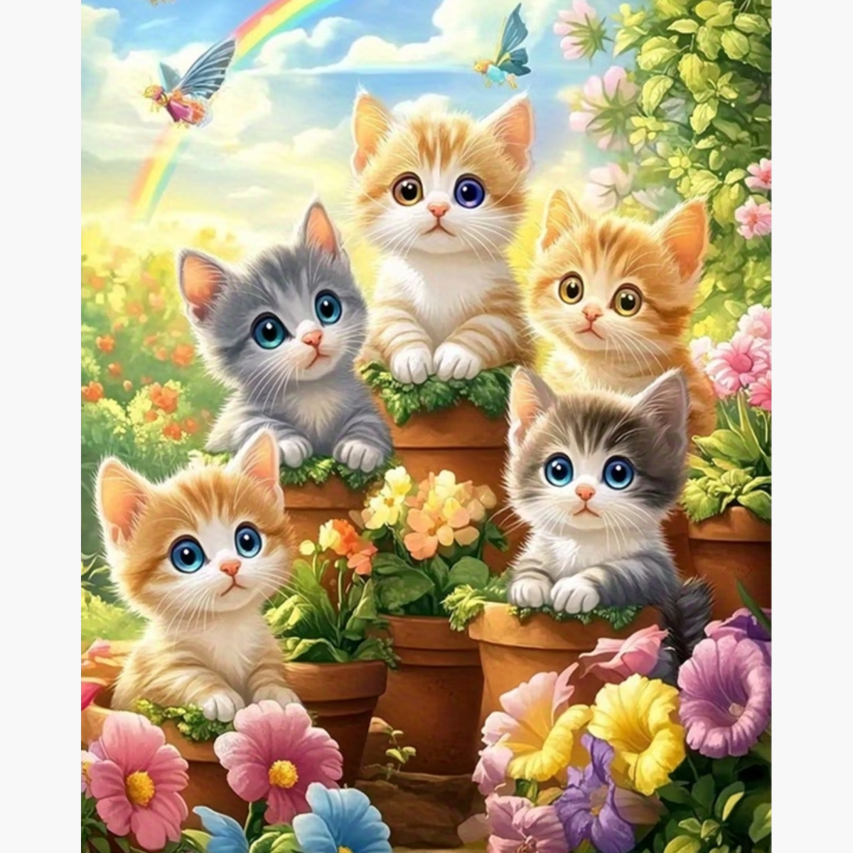 Broderie Diamant Pot de fleurs chatons – Kit complet broderie diamant | LETERNEL