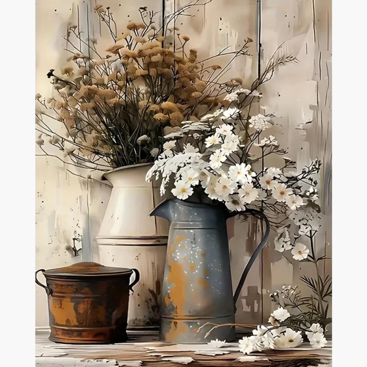 Broderie Diamant - Pots fleuris