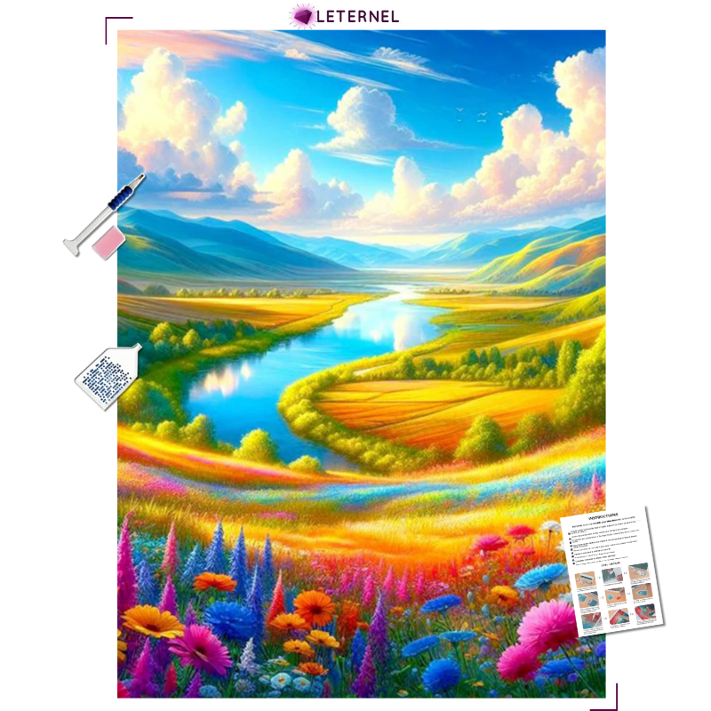 Broderie Diamant - Prairie colorée