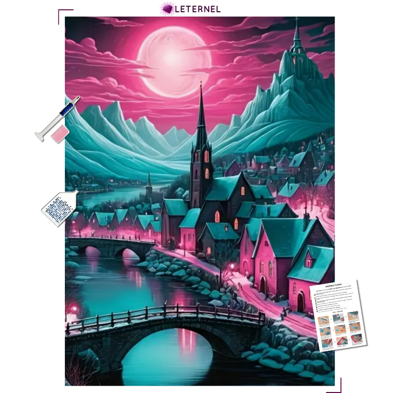 Broderie Diamant - Village montagne