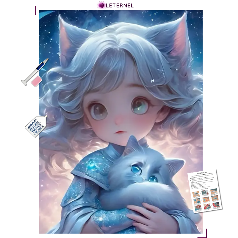 Broderie Diamant - Princesse chat