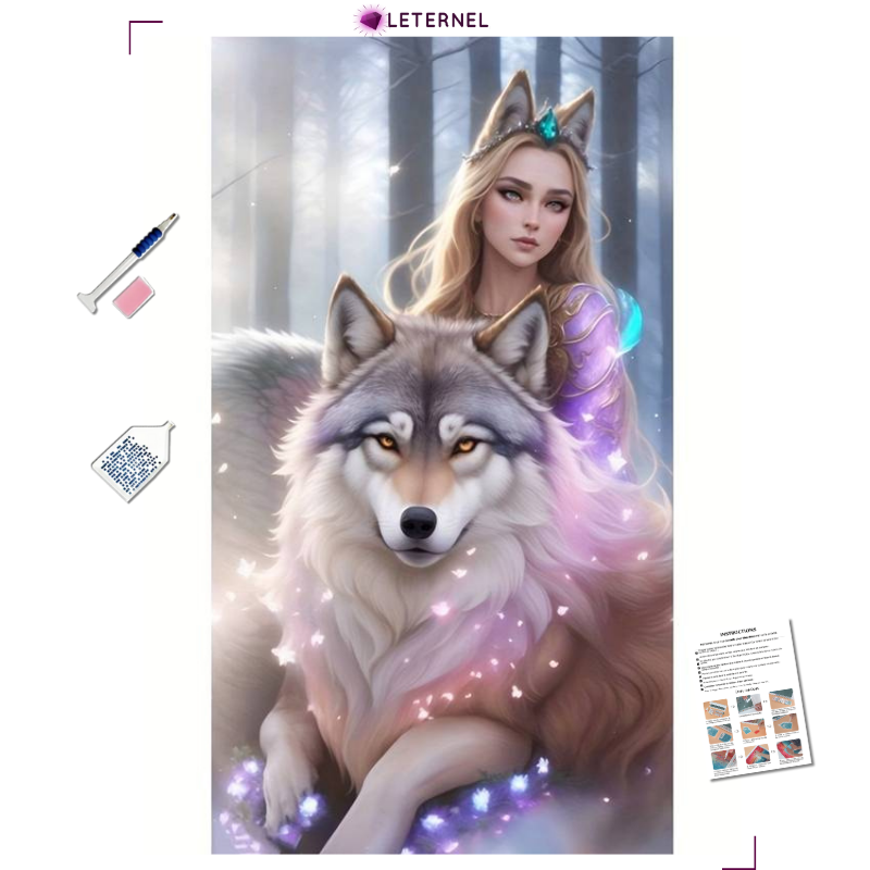 Broderie Diamant - Princesse & loup