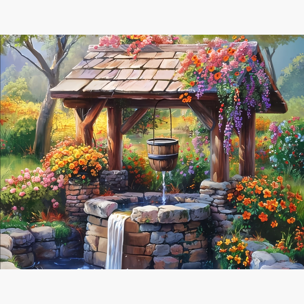 Broderie Diamant - Puit fleuri