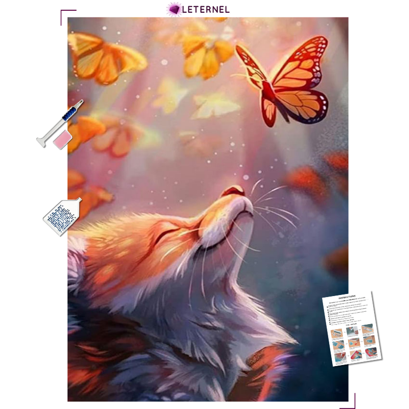 Broderie Diamant - Renard et papillons