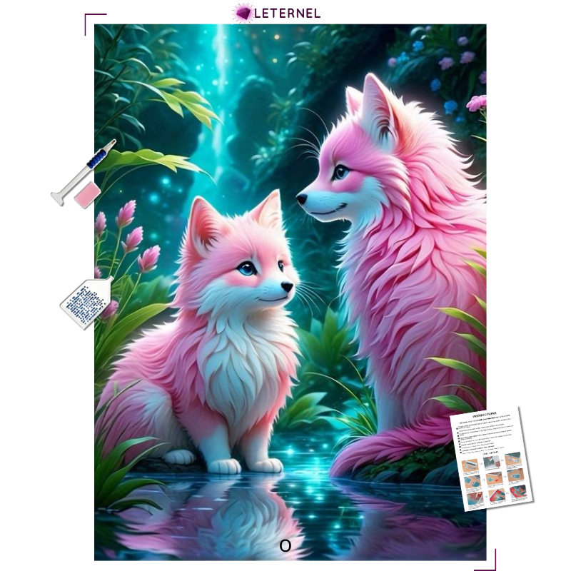 Broderie Diamant - Renards roses