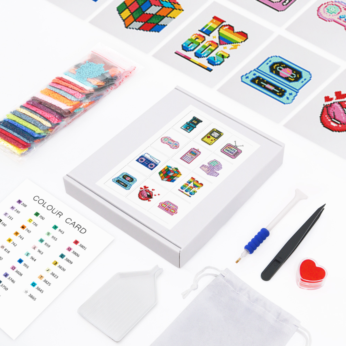 Mini broderie diamant x12 - Rétro