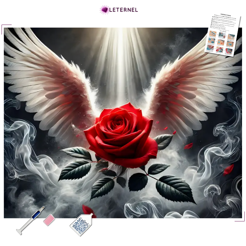 Broderie Diamant - Rose angélique