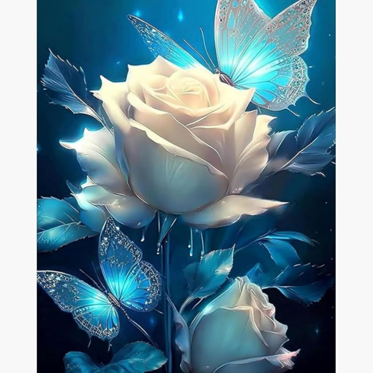 Broderie Diamant - Rose blanche