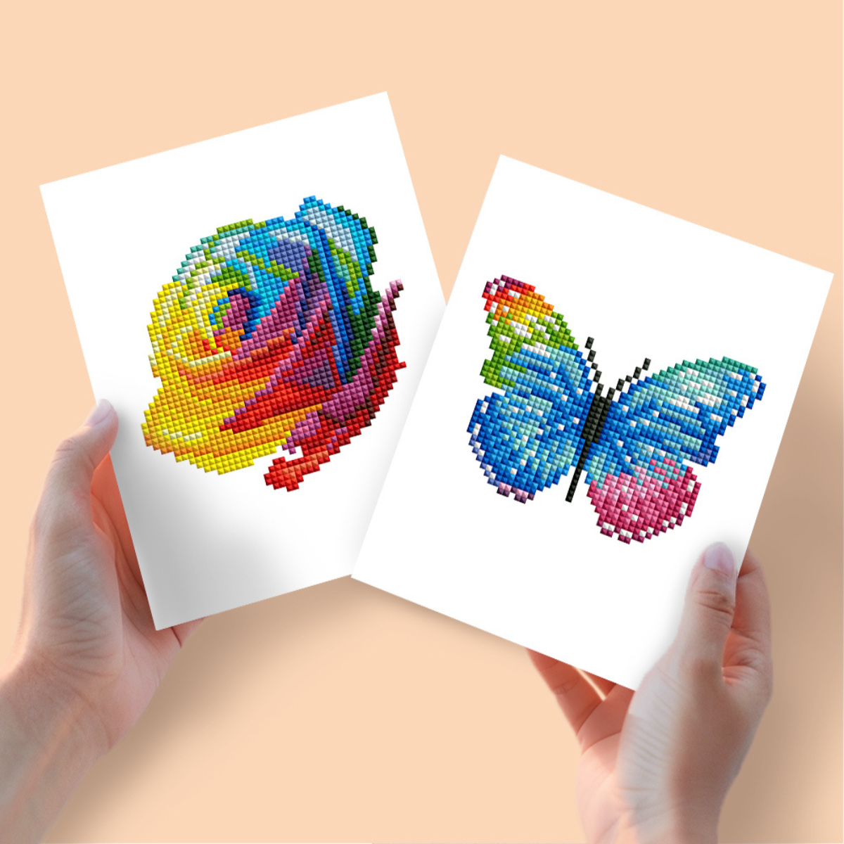 Broderie Diamant Mini broderie diamant x2 - Rose papillon – Kit complet broderie diamant | LETERNEL
