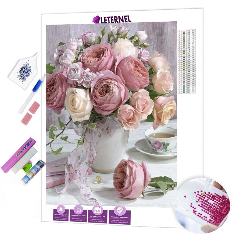 Broderie Diamant - Roses pastel