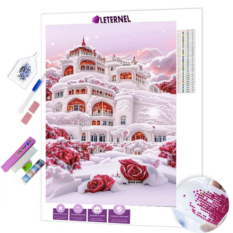 Broderie Diamant - Roses sous la neige